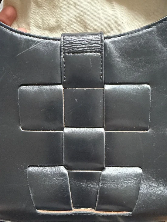 Hereu Bauza Black Leather Structured Shoulder Bag with Woven Front Detail - Picture 14 of 16